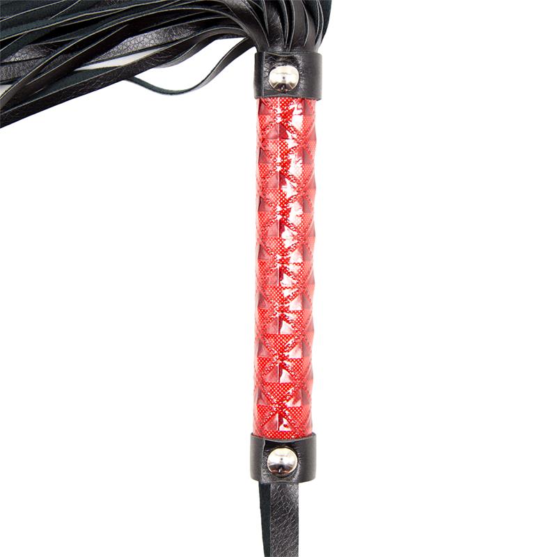 Flogger Patron de Diamante y Mango de Metal 39 cm Rojo - Imagen 3