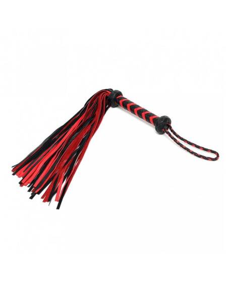 Flogger Trenzado Cuero Negro Rojo