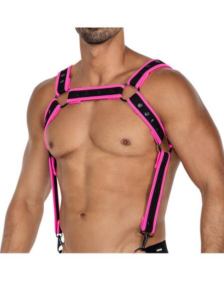 H4RNESS05 Arnés de Pecho Neon Rosa Talla Única