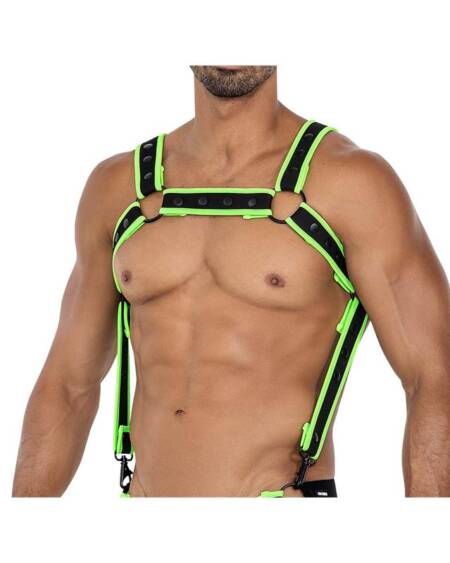 H4RNESS05 Arnés de Pecho Neon Verde Talla Única