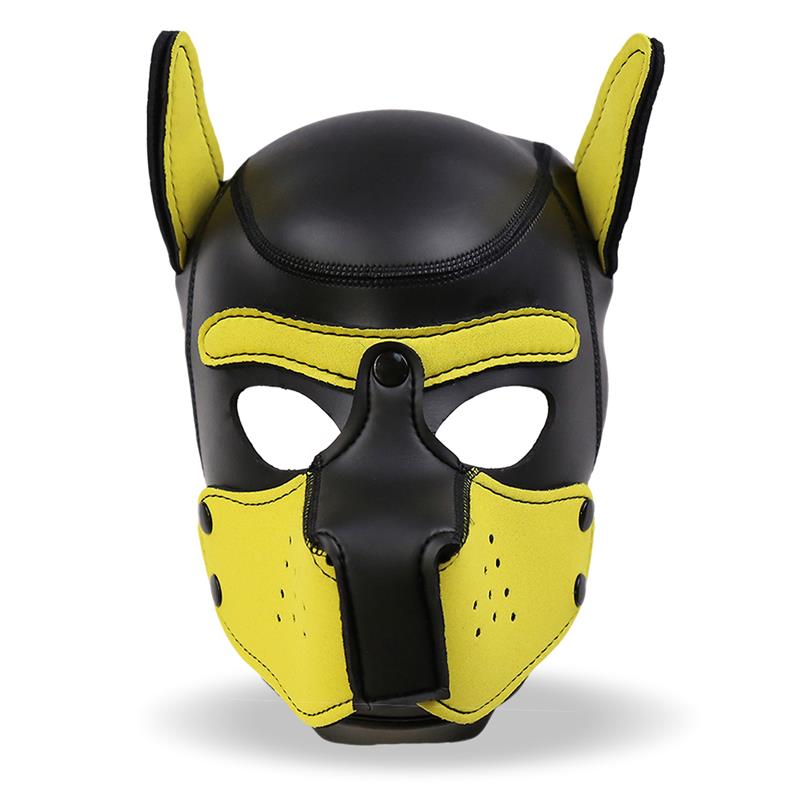 Hound Máscara de Perro Neopreno Hocico Extraíble Negro/Amarillo Talla Única - Imagen 3