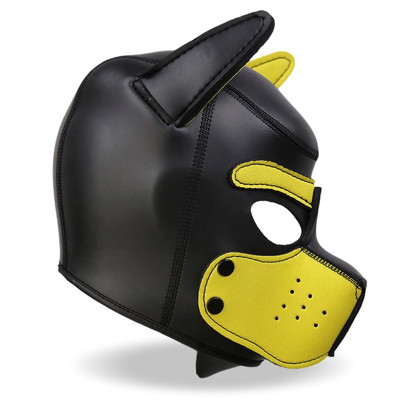 Hound Máscara de Perro Neopreno Hocico Extraíble Negro/Amarillo Talla Única - Imagen 4
