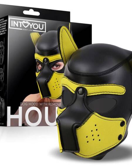 Hound Máscara de Perro Neopreno Hocico Extraíble Negro/Amarillo Talla Única