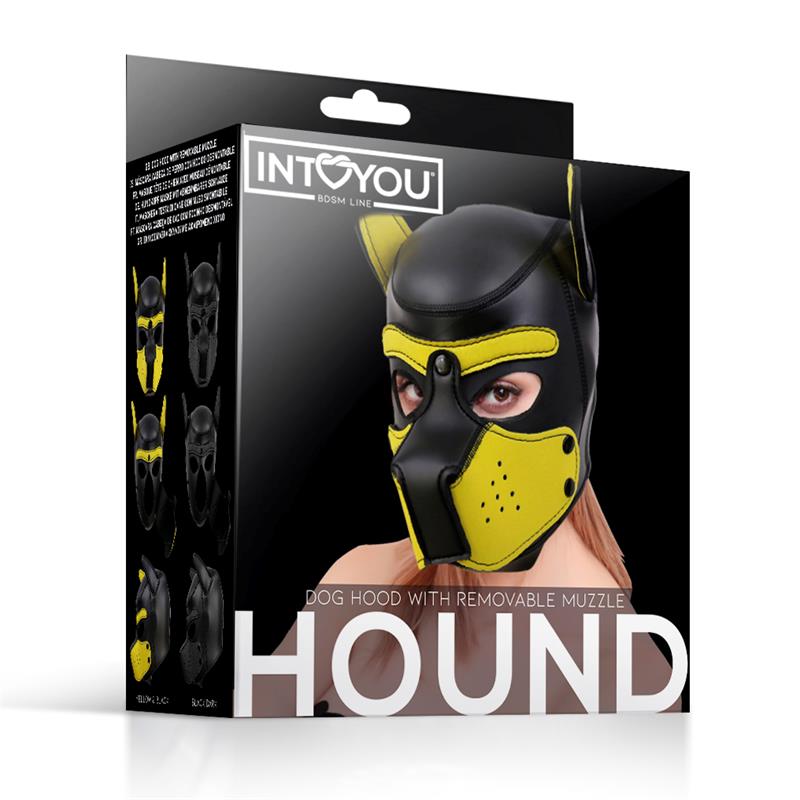 Hound Máscara de Perro Neopreno Hocico Extraíble Negro/Amarillo Talla Única - Imagen 6