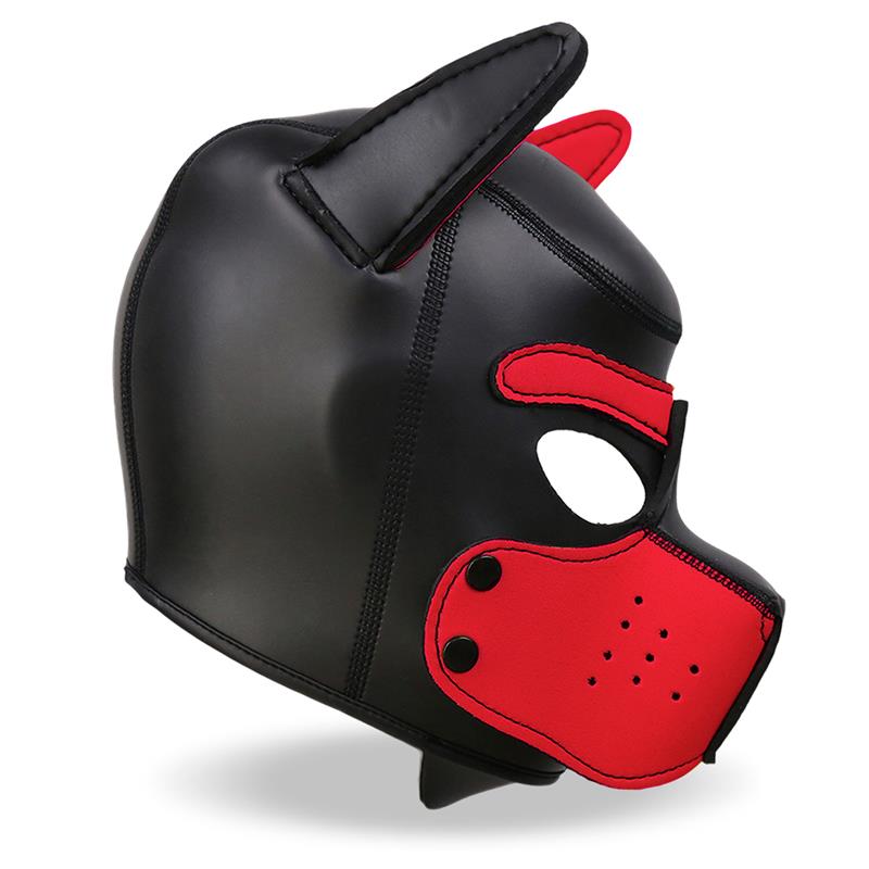 Hound Máscara de Perro Neopreno Hocico Extraíble Negro/Rojo Talla Única - Imagen 4