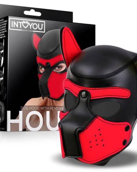 Hound Máscara de Perro Neopreno Hocico Extraíble Negro/Rojo Talla Única