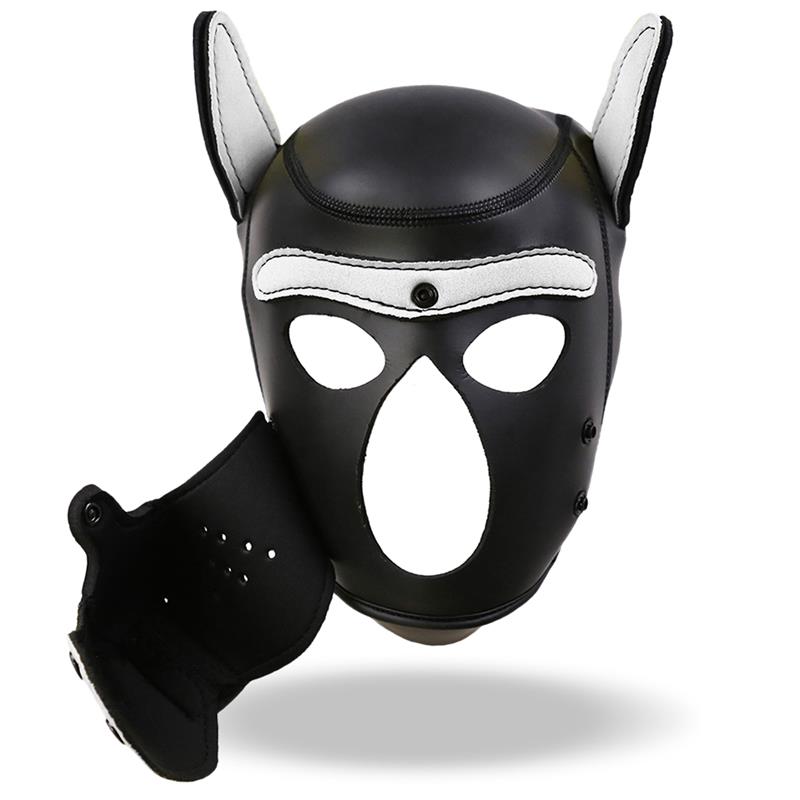 Hound Máscara de Perro Neopreno Hocido Extraíble Negro/Blanco Talla Única - Imagen 5