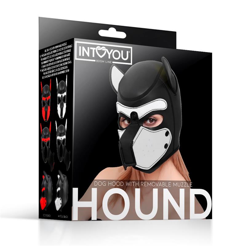 Hound Máscara de Perro Neopreno Hocido Extraíble Negro/Blanco Talla Única - Imagen 6