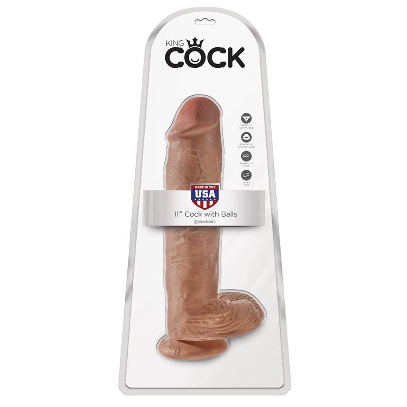 King Cock Pene con Testículos de 11 - Bronceado - Imagen 2