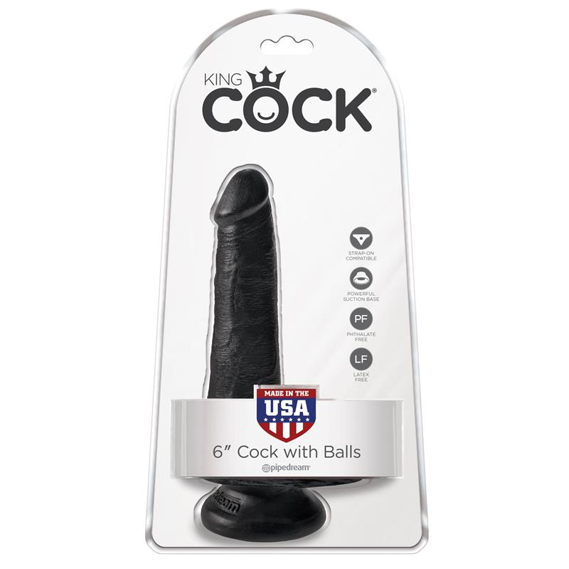 King Cock Pene con Testículos de 6 - Color Negro - Imagen 2