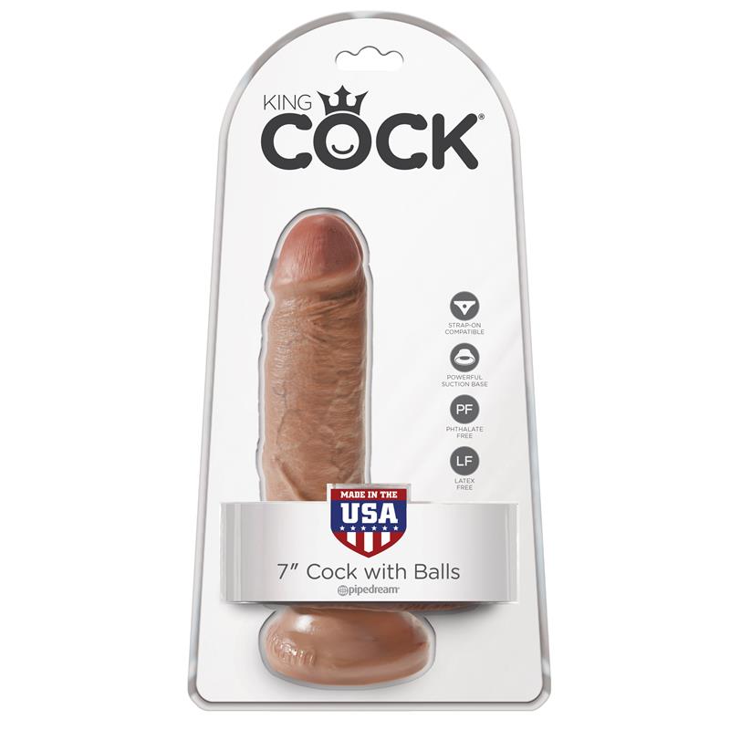 King Cock Pene con Testículos de 7 - Bronceado - Imagen 2