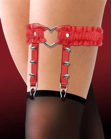 Liga con Aro en Forma de Corazón y Volantes Cuero Vegano Talla Única