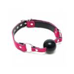 Mordaza Cuero Silicona Rosa Ajustable