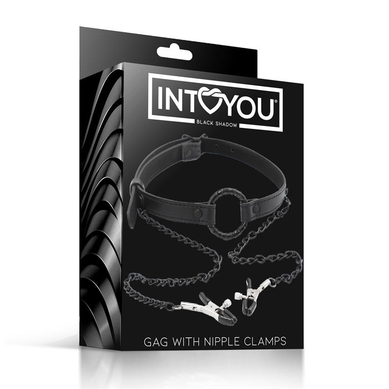 Mordaza de Aro y Pinzas para Pezones Cuero Vegano - Imagen 7