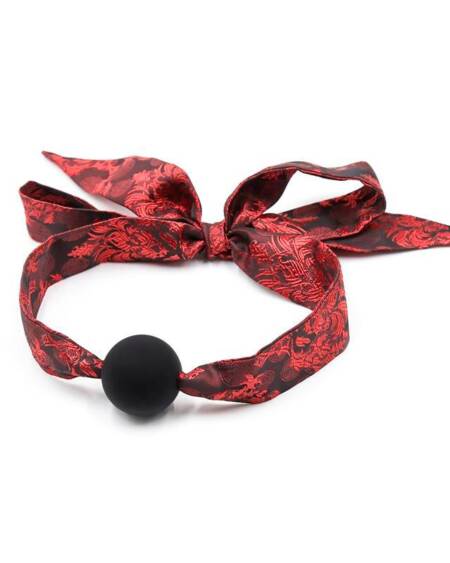 Mordaza de Bola Lisa Silicona Negro/Rojo