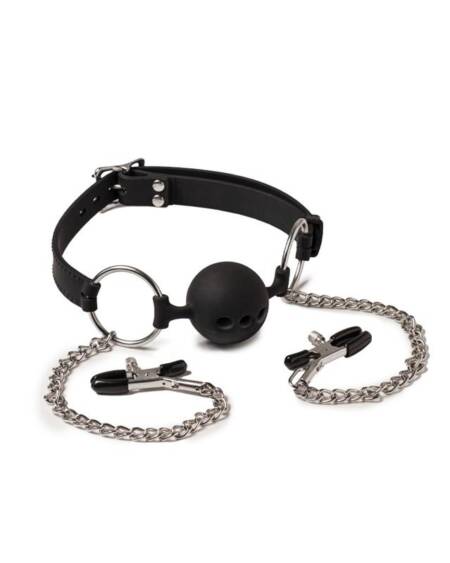 Mordaza Transpirable con Pinzas Pezones