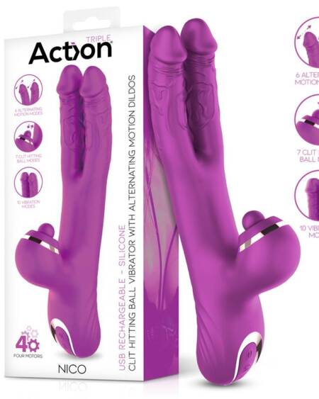 Nico Vibrador con Dildos Alternantes y Bola Percutora 4 Motores