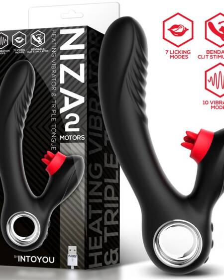 Niza Vibrador con Calor y Triple Lengua Estimuladora de Clítoris