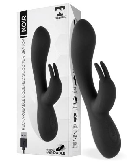 Noir Vibrador Silicona Líquida Inyectada 2 Motores USB