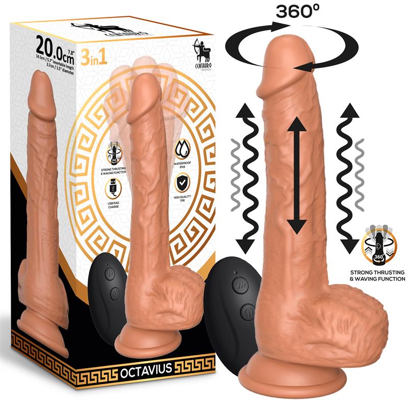 Octavius Dildo con Vibración, Thrusting y Waving 360º 7.8 - 20 cm
