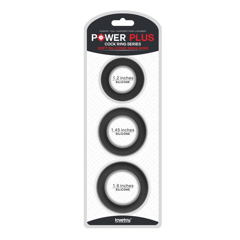 Pack de 3 Anillos para el Pene Power Plus Negro - Imagen 2