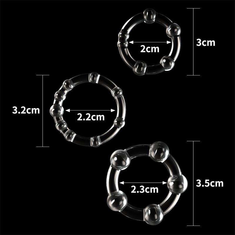 Pack de 3 Anillos para el Pene Power Plus Triple Transparentes - Imagen 2