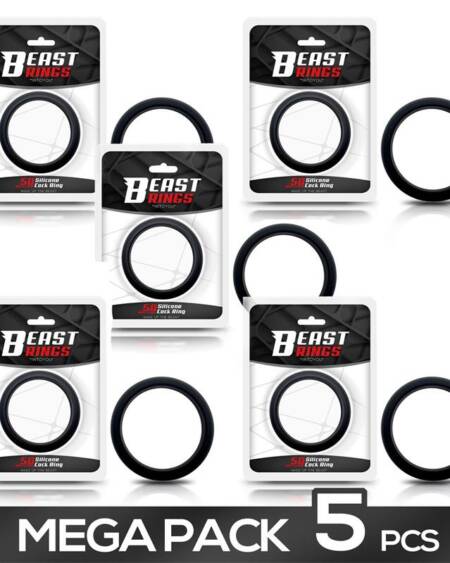 Pack de 5 Anillo para el Pene Silicona Sólida 5 cm Negro