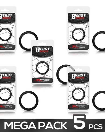 Pack de 5 Anillo Pene Silicona Líquida 3.4 cm