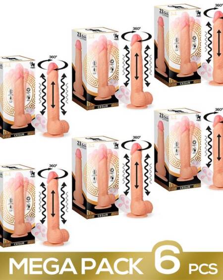 Pack de 6 Cesur 3.0 Dildo Realista con Vibración, Movimiento Ondulante 360º y Teléscopico