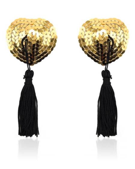 Pezonera de Corazón con Lentejuelas Doradas