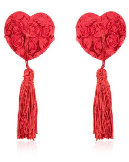 Pezoneras con Encaje y Patrón Floral Rojo