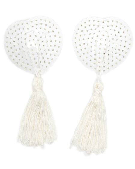 Pezoneras con Lentejuelas y Borla Blanco