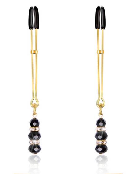 Pinzas para Pezones con Bolas de Cristal Dorado