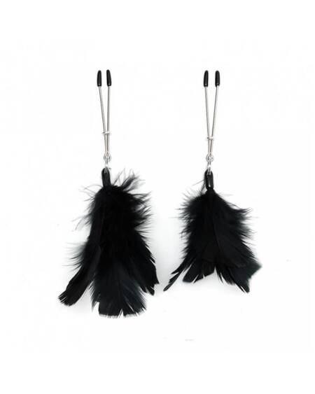 Pinzas para Pezones con Plumas Negras Ajustables
