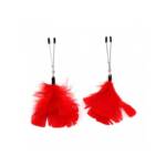 Pinzas para Pezones con Plumas Rojas Ajustables