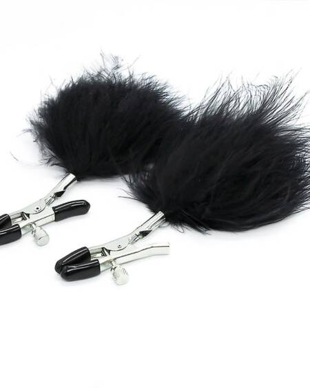Pinzas para Pezones con Pompón de Pelo Largo Negro