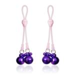 Pinzas Pezones Calaberas y Cascabeles Silicona y Metal Rosa/Púrpura
