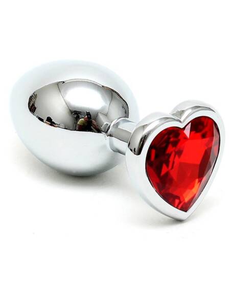 Plug Anal Acero Inox Cristal Corazón Rojo