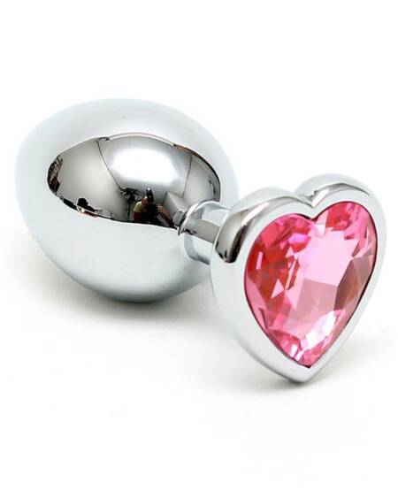 Plug Anal Acero Inox Cristal Corazón Rosa
