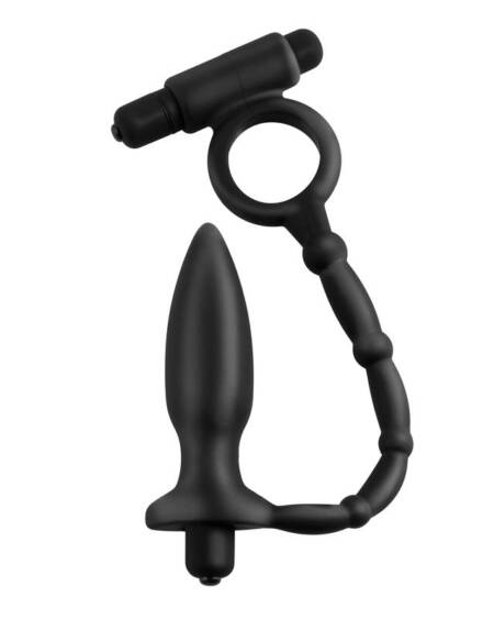 Plug Anal con Cadena y Vibración Ass-Kicker Negro