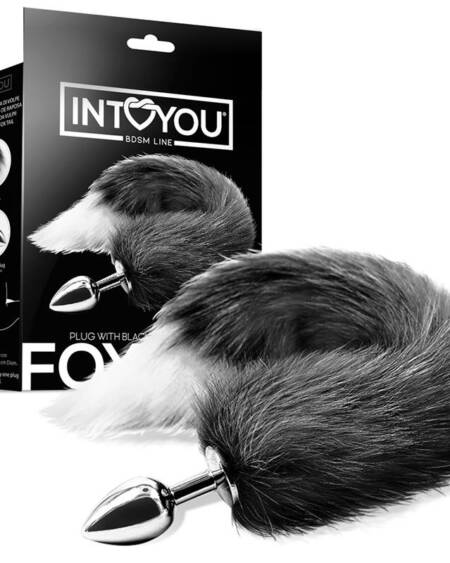 Plug Anal con Cola de Zorro Negro y Blanco