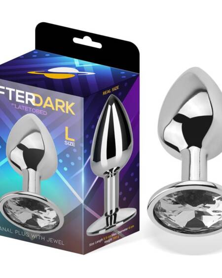 Plug Anal con Joya Color Blanco Diamante Talla L Aluminio