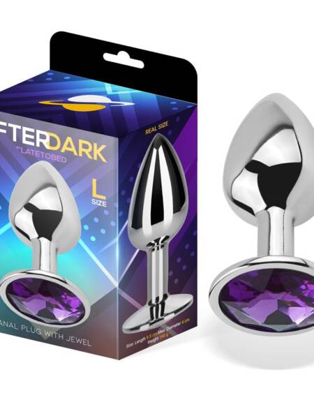 Plug Anal con Joya Púrpura Amatista Talla L Aluminio