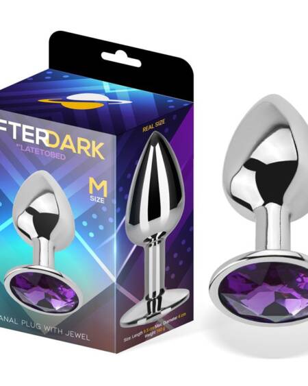 Plug Anal con Joya Púrpura Amatista Talla M Aluminio