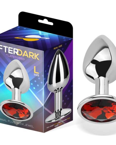 Plug Anal con Joya Rojo Rubí Talla L Aluminio