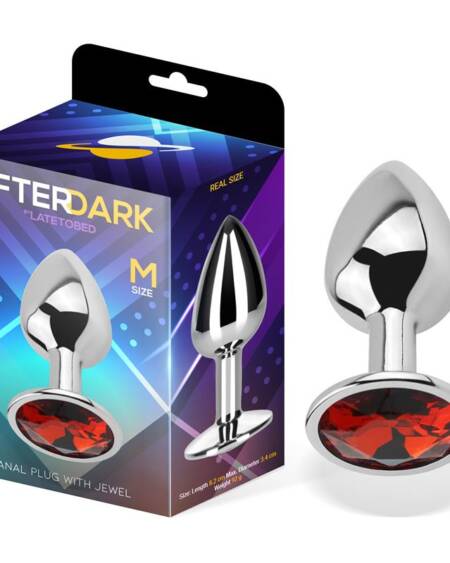 Plug Anal con Joya Rojo Rubí Talla M Aluminio