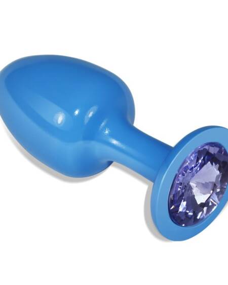 Plug Anal de Metal Azul Rosebud con Joya Azul