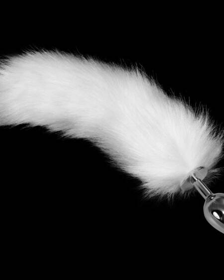 Plug Anal de Metal con Cola Blanco