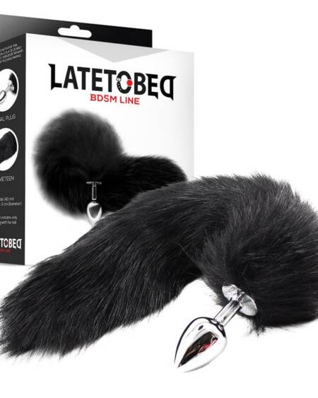 Plug Anal de Metal con Cola de Zorro Sedoso 40 cm Negro