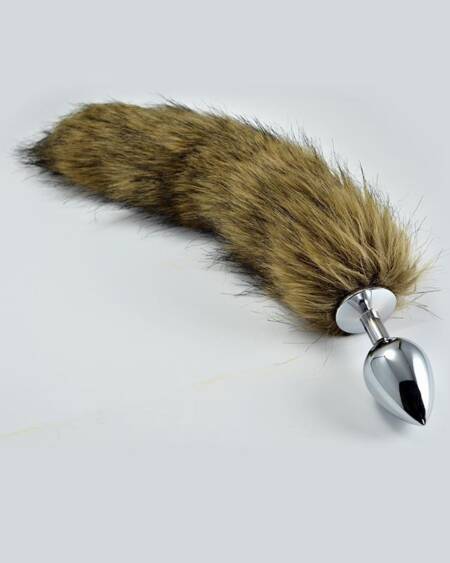 Plug Anal de Metal con Cola Marrón Talla L